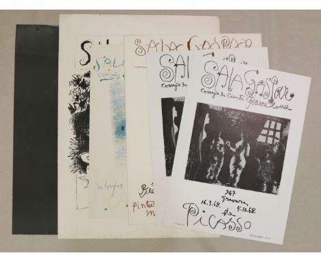 6 PLAKATE Picasso: Sala Gaspar April 1961, Farblithographie, 70 x 50 cm; Sala Gaspar März 1968, Farblithographie, 76 x 57 cm;