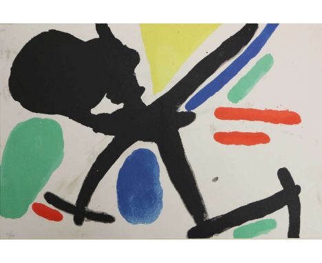 Joan MIRO (1893-1983), El tapis de Tarragona, Lithographie, Ed. 100, 43 x 29 cm. Alters - und Gebrauchsspuren. In Passepartou