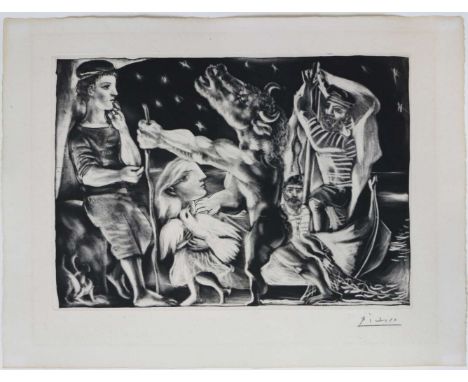 Pablo PICASSO (1886-1973), Minotaure aveugle guide par une fillette dans la nuit, 1934-1935, Aquatinta mit Schabeisen, Stiche
