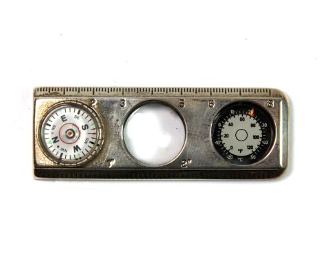 A Tiffany style silver faced map reading compass magnifier, L. 9cm.