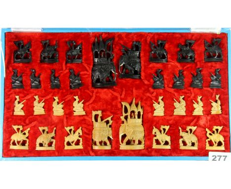 A 1960's Indian carved boxwood chess set.