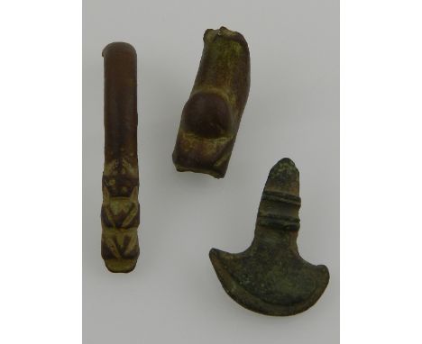 Three small bronze antiquities, possibly Viking. (3)