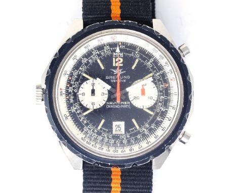 BREITLING - a Vintage stainless steel Navitimer Chrono-Matic automatic chronograph wristwatch, ref. 1806, circa 1970s, black 