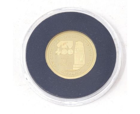 A Centenary of World War I 22ct gold proof £1 coin by The Jubliee Mint, reverse depicting War Memorial and Lest We Forget, li