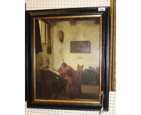 18TH CENTURY DUTCH SCHOOL "Gentleman seated at a desk, writing", oil on panel, unsigned CONDITION REPORTS Image appears basic