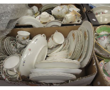 Six boxes of assorted vintage china wares to include tureens, teacups, plates, etc