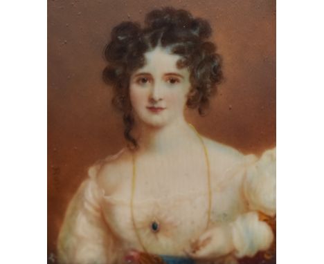 19th Century British School, watercolour on ivory, A portrait miniature depicting Lady Mary Beauchamp, signed 'Ross' to the l