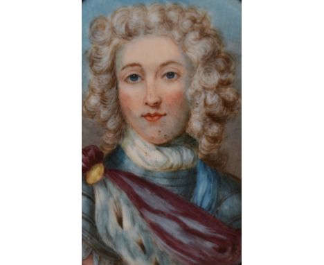 18th Century School, watercolour on ivory, A portrait miniature depicting 'Young Pretender' Prince Charles Edward Stuart (172