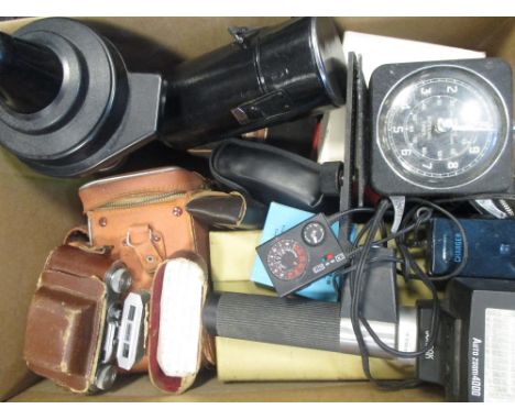 Camera equipment. Praktica 35mm body with lens and instructions, Panagor lens, Weltaflex boxed twin lens reflex camera, also 
