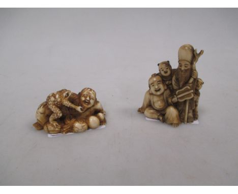 A Meiji period style netsuke, together with another similar  