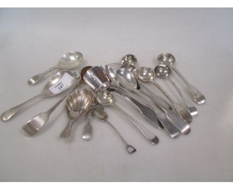 A quantity of silver caddy and condiment spoons, various dates and makers, 7oz (16)  
