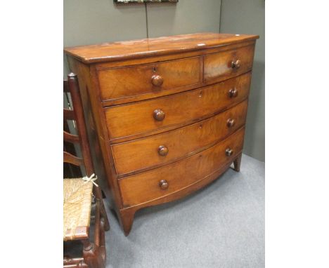 A 19th century bow-fronted mahogany chest of drawers, 103 x 106 x 53cm  