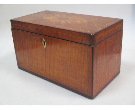 A George III satinwood tea caddy  