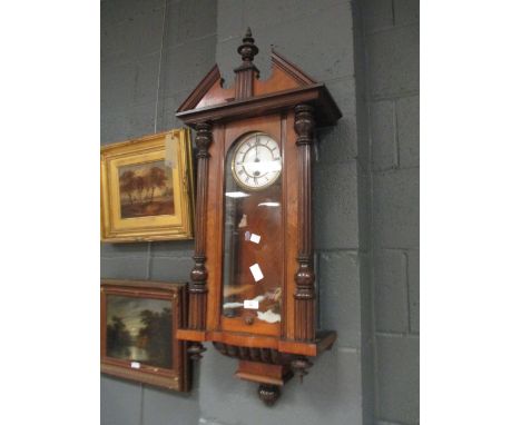 A Vienna regulator style wall clock and a walnut cased dome top mantel clock (2)  
