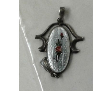 A sterling silver and enamel pendant