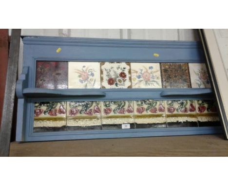 A late Victorian painted tile backed splash back