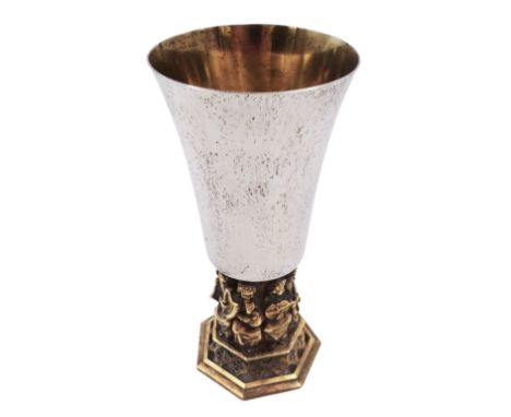 Modern limited edition silver goblet, commemorating the seventh centenary of the completion of Lincoln Cathedral, designed by