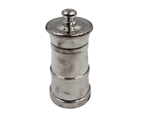 Modern silver salt mill, in the form of a milk churn, hallmarked Laurence R Watson & Co, London 2012, H9.5cm, boxed Condition