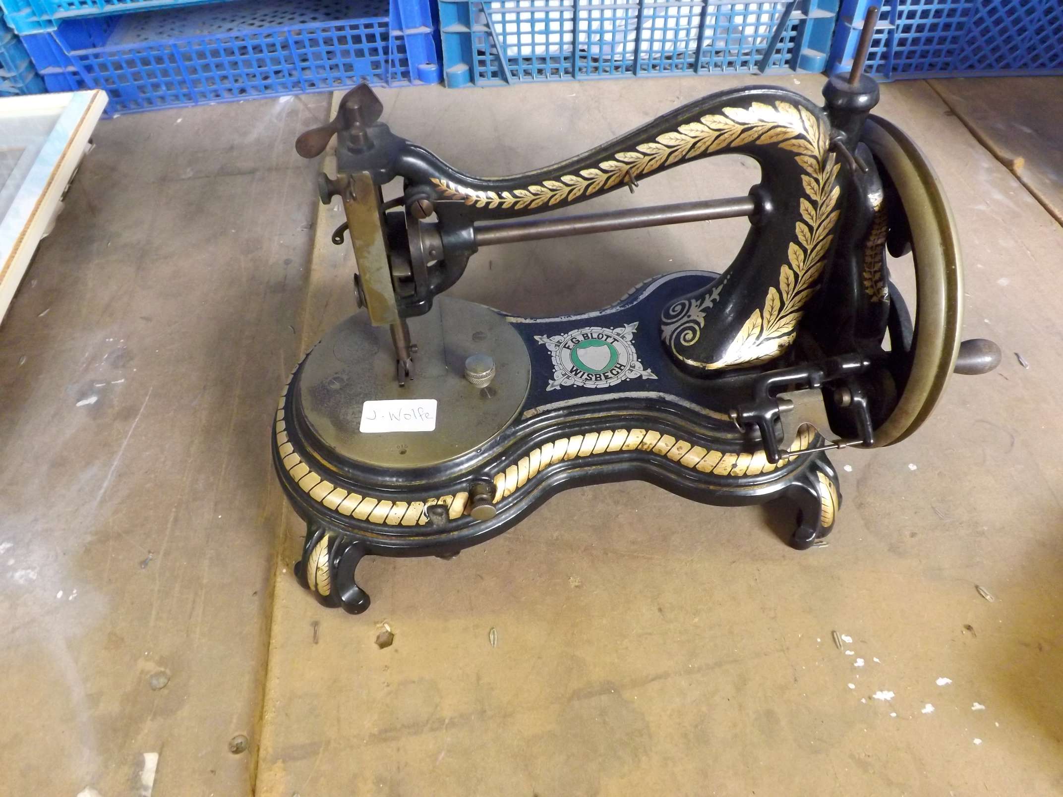 A 19th century handcranked sewing machine by Jones, as supplied to HRH