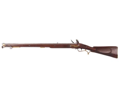 HENRY NOCK A late 18th Century FLINTLOCK BAKER RIFLE&nbsp;with steel and brass embellished walnut stock, bayonet bar, folding