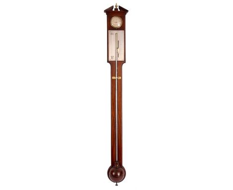 MALACRIDA DUBLINA good late 18th Century Mahogany Mercury STICK BAROMETER with hygrometer&nbsp;the&nbsp;architectural pedimen