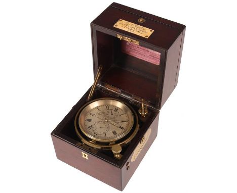 J &amp; A. WALKER SOUTH CASTLE STREET LIVERPOOLA 19th Century Mahogany TWO DAY MARINE CHRONOMETER triple stage case with view