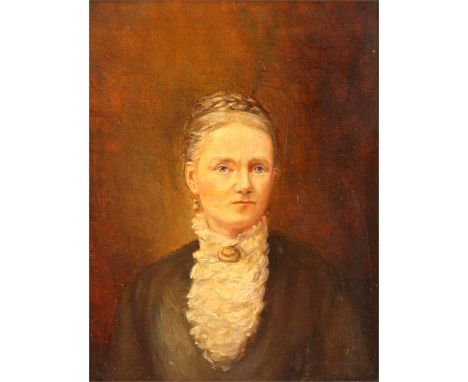 19th Century OIL on CANVASBust portrait of a lady wearing a white ruff22.5cm by 17.5cm &ndash; moulded gilt frame
