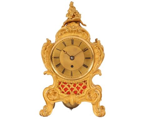 VINER &amp; CO 233 REGENT STREET LONDONAn early to mid 19th Century English single fusee MANTEL CLOCK the ornate matt gilded 