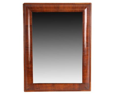 A late 17th Century Walnut cross grain veneered cushion framed HANGING MIRROR with bevelled looking glass&nbsp;44cm wide &nbs