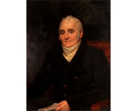 19th Century OIL ON CANVAS, seated portrait of a gentleman in original gilt frame with leaf work borders. 89.5cm by 69cm.&nbs