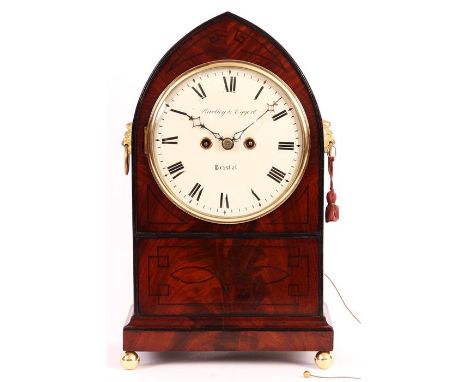 BARTLEY &amp; EGGERT, BRISTOLA good late Regency ebony banded and inlaid figured Mahogany eight day BRACKET CLOCK the lancet-