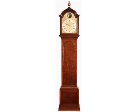 THOMAS MUDGE, LONDON A fine late 18th century figured mahogany eight day revolving ball moon LONGCASE CLOCK.&nbsp;Surmounted 