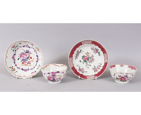 TOW 18TH CENTURY CHINESE TEA BOWLS AND SAUCERS