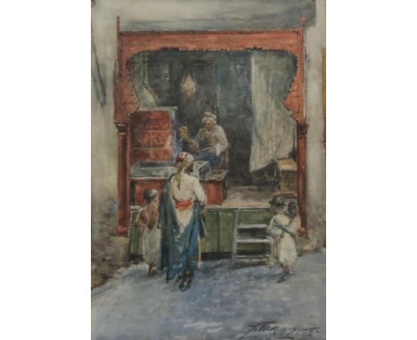 POLLOCK SINCLAIR NISBET ARSA RSW (SCOTTISH 1848-1922) &nbsp;MOROCCAN SOUK &nbsp;Watercolour, signed lower right, 32 x 22cm Co