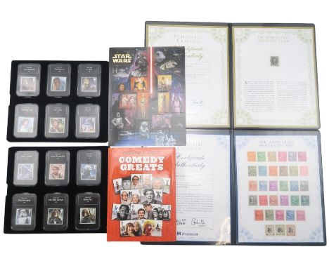 A Star Wars Premium Capsule Edition Stamp Collection, with COA no. 0760, a Star Wars presentation pack, A Comedy Greats stamp