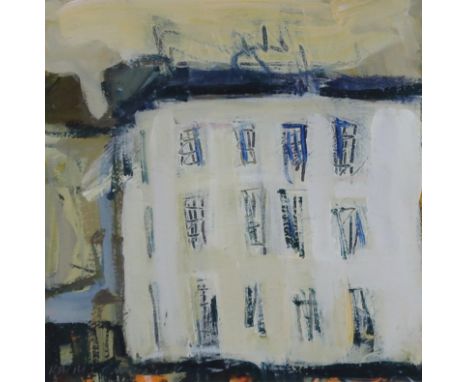 RACHEL CARROLL (AUSTRALIAN b.1975) &nbsp;CITYSCAPE &nbsp;Oil on board, signed lower left, 21 x 21cm Condition Report:Availabl