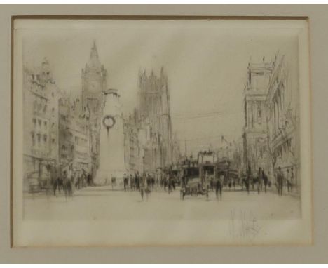 WILLIAM WALCOT RBA RE (BRITISH 1874-1943) &nbsp;WHITEHALL &nbsp;Etching, signed lower right, 12 x 15cm Condition Report:Avail