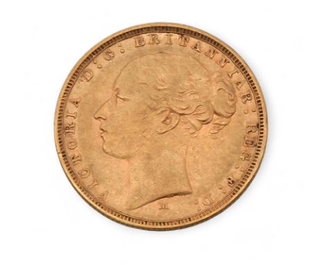 Victoria&nbsp;(1837-1901)&nbsp;1 Sovereign 1882 Melbourne Obverse Queen Victoria's young head&nbsp;VICTORIA D:G: BRITANNIAR: 