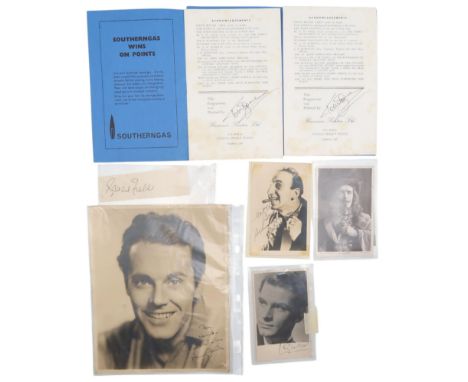 AUTOGRAPHS A signed black and white portrait photograph of Hollywood actor Henry Fonda, inscribed "For David..."; a signed po
