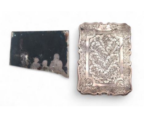 A Victorian silver card case, by&nbsp;Frederick Marson, 1878, of shaped rectangular form, with engraved foliate decoration, m