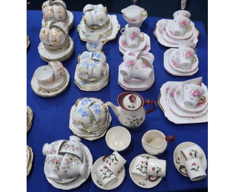 Royal Paragon Crocus pattern tea wares, together with a Wedgwood Mayfield coffee set, a French porcelain set and Roslyn China