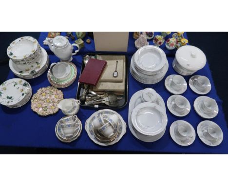 A silver seal top spoon by Atkins Brothers, Sheffield 1932, a JA's Influence dinner service, another by Blue Diamond, other t