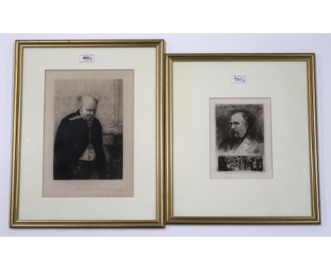 LEON RICHETON (BRITISH 19th CENTURY) &nbsp;PORTRAIT OF ERSKIN NICOL, WORRITED &nbsp;Etching, 34 x 23cm &nbsp;Together with an