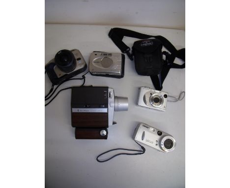 Selection of various vintage &amp; digital cameras and camera equipment in one box 