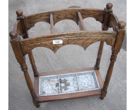 Early - mid 20th C oak three sectional stick stand 