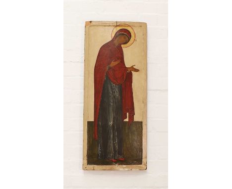 A large icon of the Mother of God,c.1900, but in the earlier Novrogod School style, Russia, from a deisis, tempera on wood, w