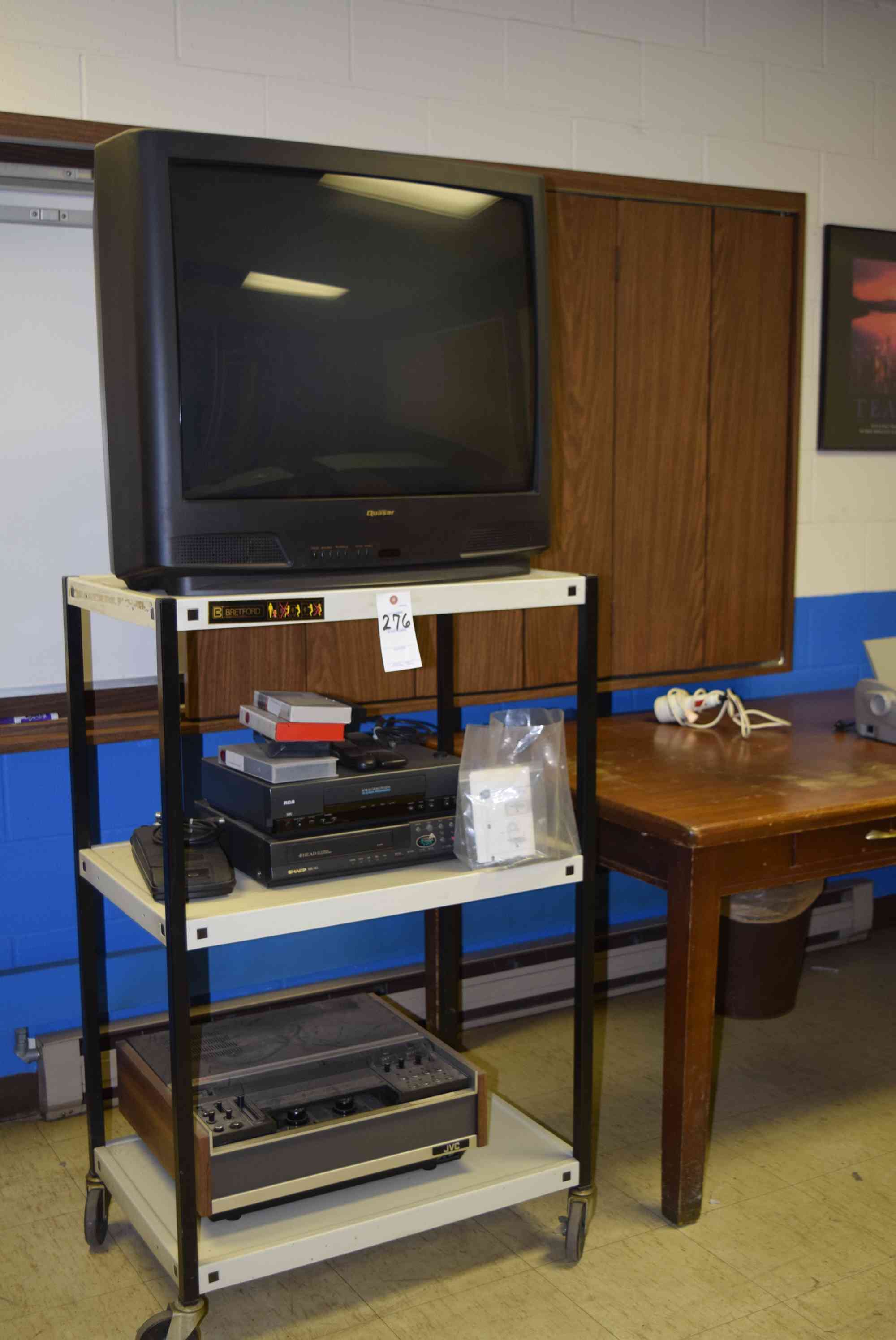 QUASAR TV; RCA VCR; SHARP VCR PLAYER & MEDIA CART