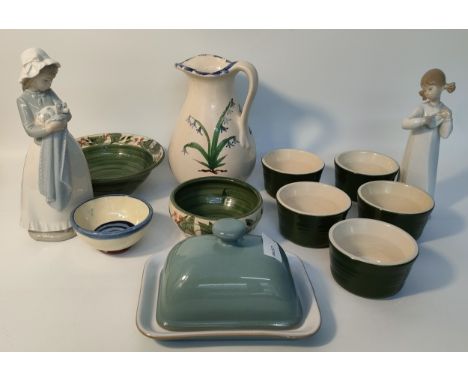 Selection of studio pottery &amp; collectables; Crail pottery fruit pattern bowls, Le Crueset desert bowls &amp; Denby butter