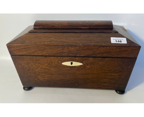 Antique mahogany double tea caddy with fitted brass handles [34x15.5x21cm] 
