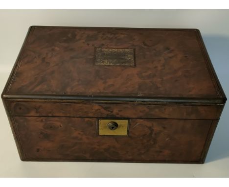 Victorian brass bounded writing slope with fitted inkwell compartments [45x21.5x28cm] 